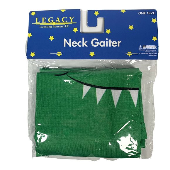 (3) Green Dinosaur Kid's Neck Gaiter Face Cover - Picture 3 of 5